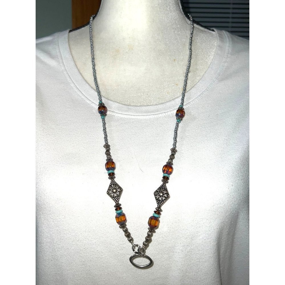 Artisan Metal Beaded Pendant Necklace -- 30"